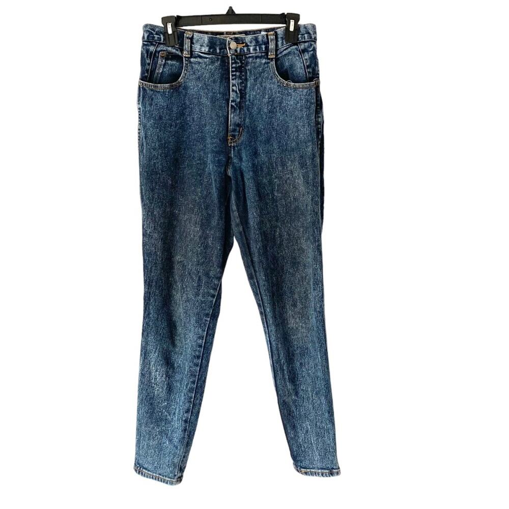 Jordache Vintage Stonewashed Acid High Waist Mom Tapered Leg Stretch Jeans 30
